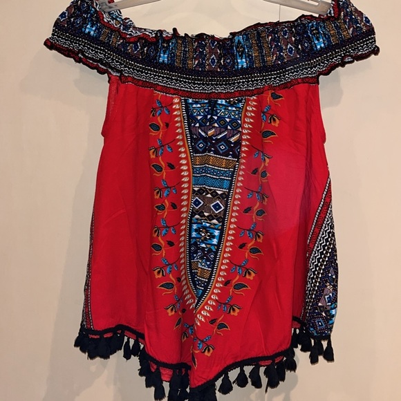 Midnight Sky off the shoulder boho styled top size Large - Picture 4 of 4